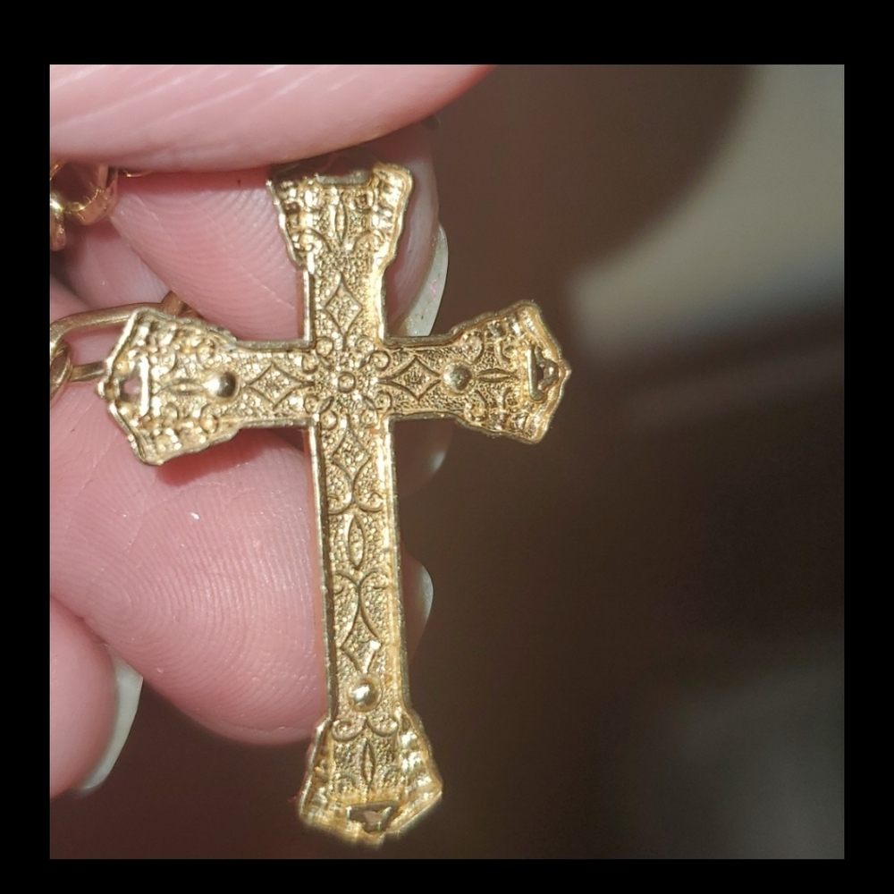 10K GOLD  Crusifix Pendant Black Onyx Gold - Picture 7 of 8